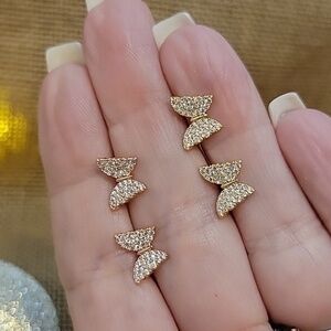 BUTTERFLY ZIRCON STUD EARRINGS, Choice of Color